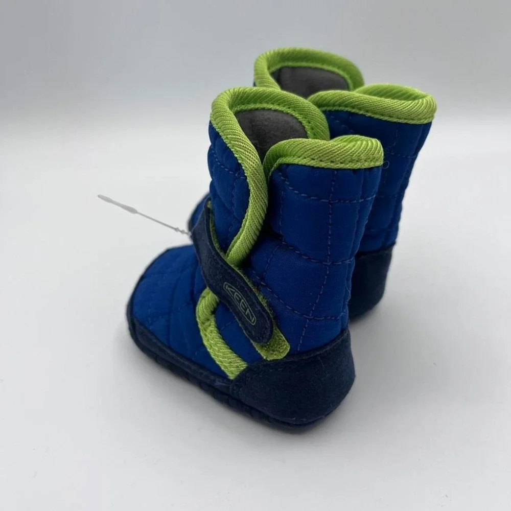 KEEN Baby Booties Size 6M Blue Green Soft‎ Sole Crib Shoes Infant Warm Quilted